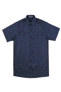 訂購短袖男裝保安恤衫  肩帶恤衫設計  雙胸袋  TC108*58  淨色工作恤衫    R406